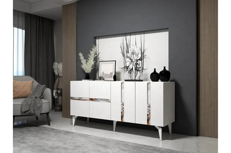 Vania Konsollbord 150 cm - Hvit/Sølv - Møbler - Bord - Avlastningsbord - Gangbord