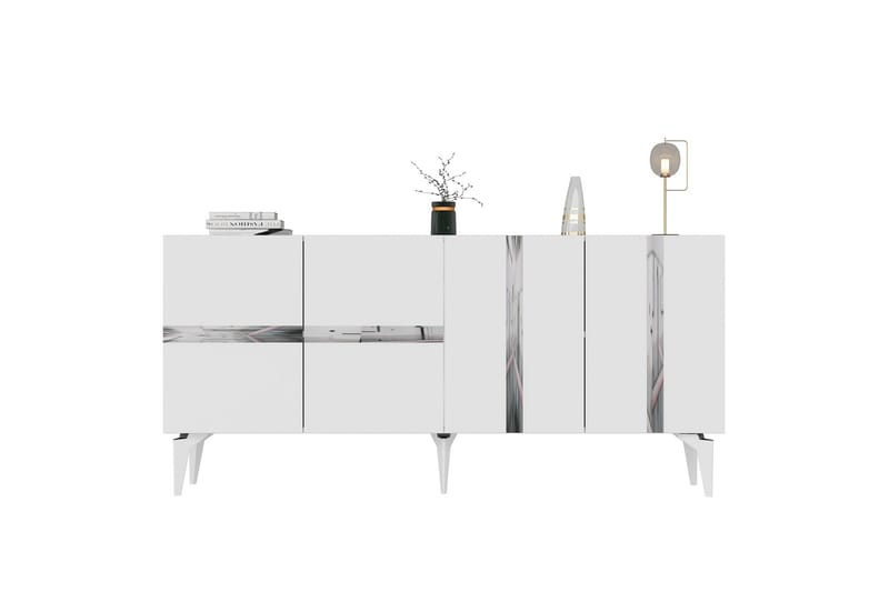 Vania Konsollbord 150 cm, Hvit/Sølv