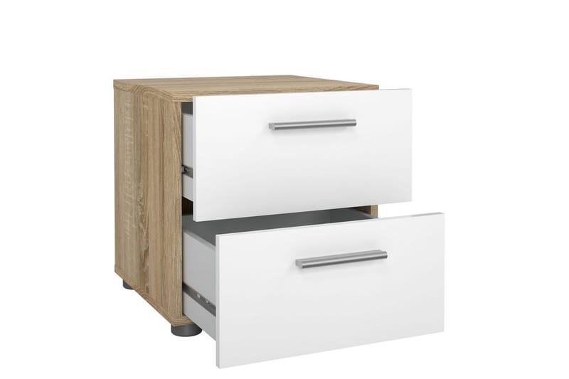 Vansu Nattbord 40 cm - Hvit/Natur - Møbler - Bord - Avlastningsbord - Sengebord & nattbord