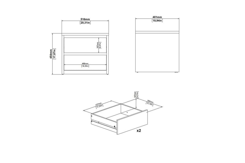 Varun Sengebord 52 cm - Hvit - Møbler - Bord - Avlastningsbord - Sengebord & nattbord