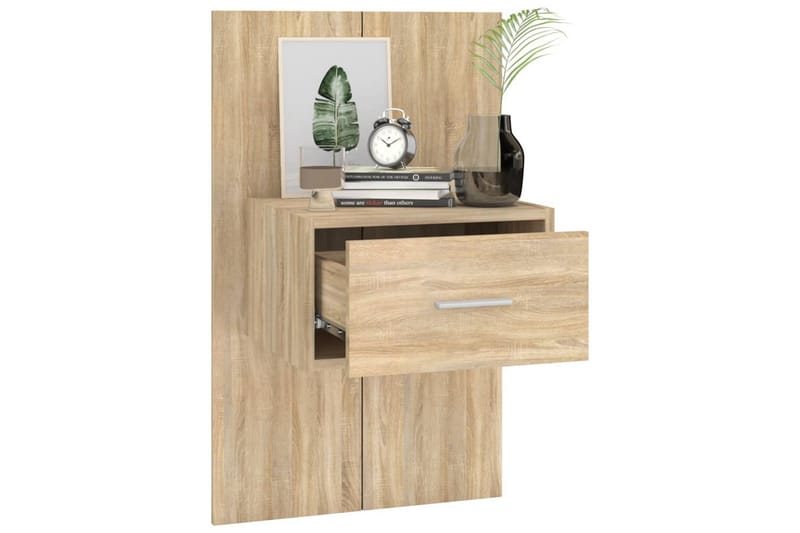 Veggmonterte nattbord 2 stk sonoma eik konstruert tre - Brun - Møbler - Bord - Avlastningsbord - Sengebord & nattbord