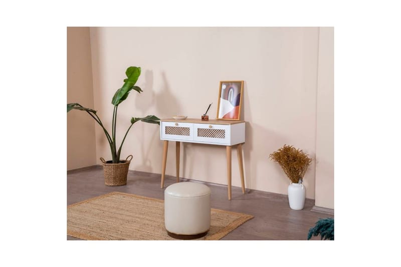 Velin Konsollbord 95 cm - Mellomfarget tre/Hvit - Møbler - Bord - Avlastningsbord - Gangbord