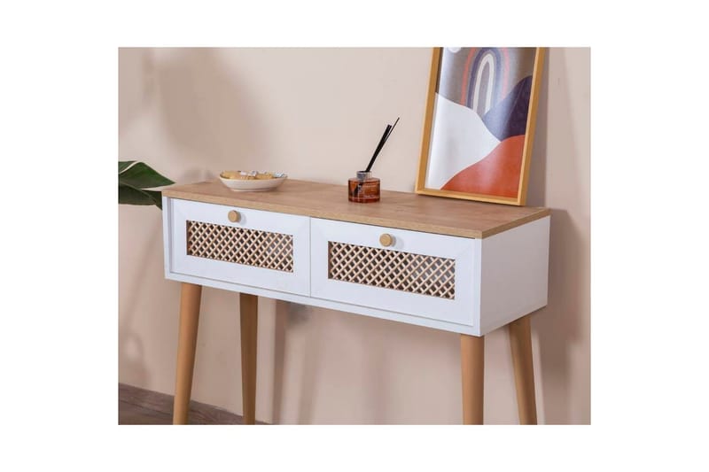 Velin Konsollbord 95 cm - Mellomfarget tre/Hvit - Møbler - Bord - Avlastningsbord - Gangbord