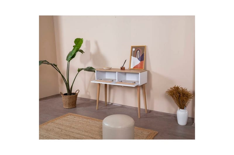 Velin Konsollbord 95 cm - Mellomfarget tre/Hvit - Møbler - Bord - Avlastningsbord - Gangbord