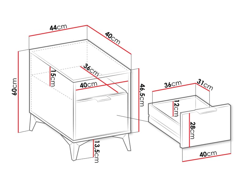Vemdalen Nattbord 44 cm - brun - Møbler - Bord - Avlastningsbord - Sengebord & nattbord
