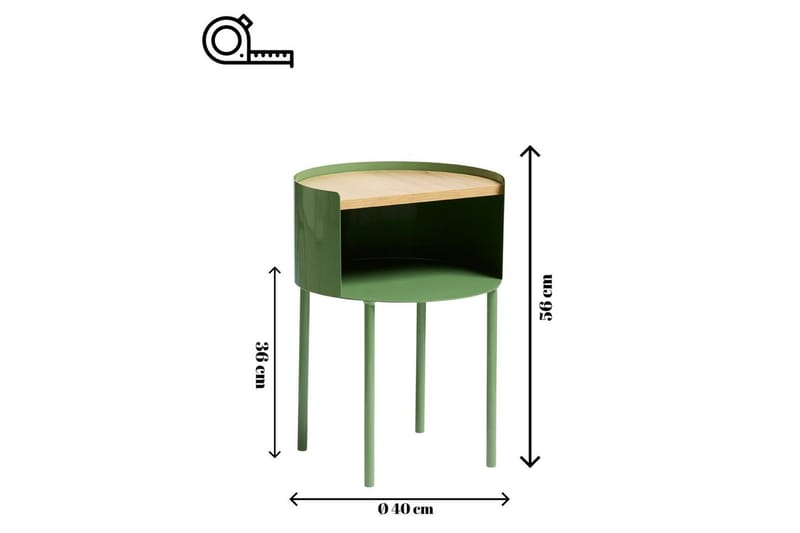Veyric Sidebord 40 cm - Grønn - Møbler - Bord - Avlastningsbord - Lampebord & sidebord