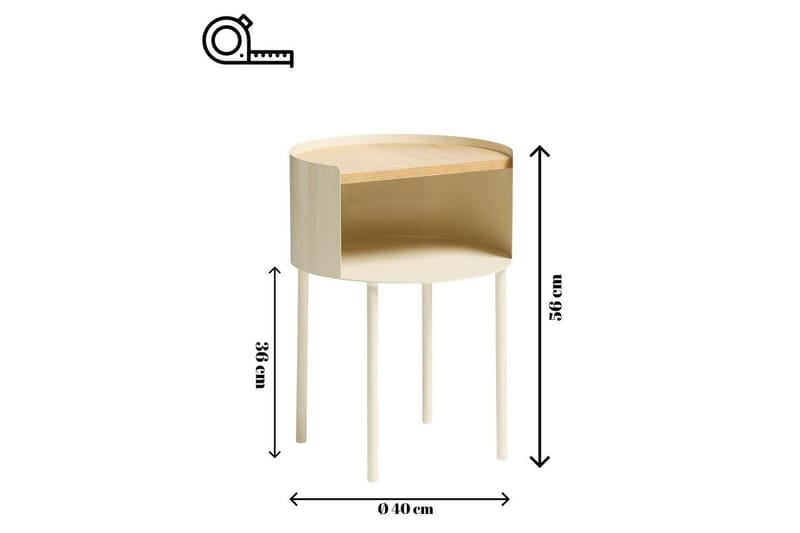 Veyric Sidebord 40 cm - Krem - Møbler - Bord - Avlastningsbord - Lampebord & sidebord