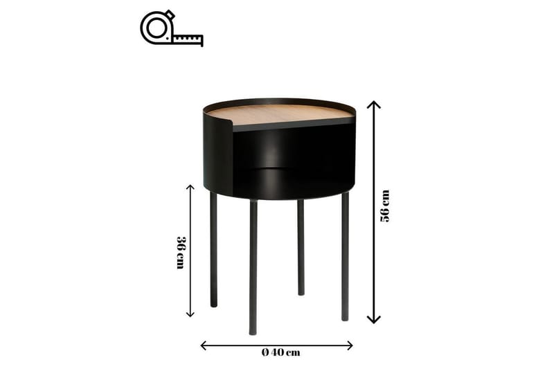 Veyric Sidebord 40 cm - Sort - Møbler - Bord - Avlastningsbord - Lampebord & sidebord