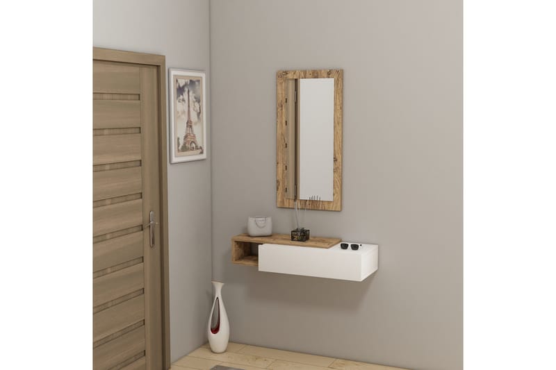 Vien Sidebord 82 cm - Brun/Hvit - Møbler - Bord - Avlastningsbord - Lampebord & sidebord