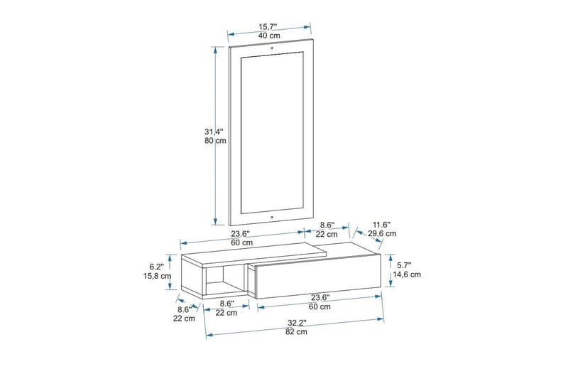Vien Sidebord 82 cm - Brun/Hvit - Møbler - Bord - Avlastningsbord - Lampebord & sidebord