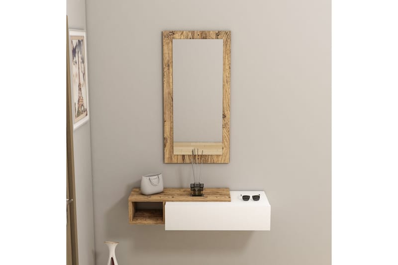 Vien Sidebord 82 cm - Brun/Hvit - Møbler - Bord - Avlastningsbord - Lampebord & sidebord