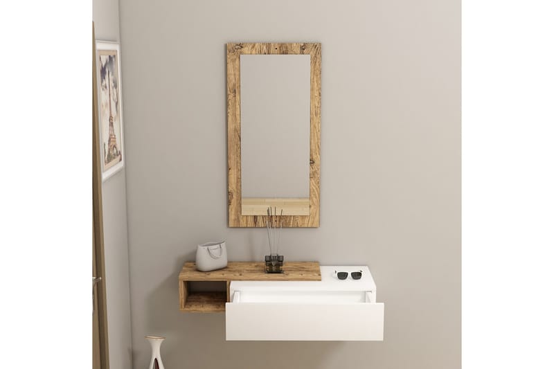 Vien Sidebord 82 cm - Brun/Hvit - Møbler - Bord - Avlastningsbord - Lampebord & sidebord