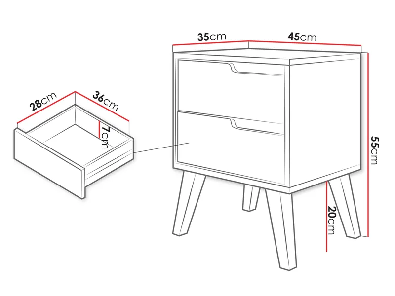 Virello Nattbord 45 cm - Møbler - Bord - Avlastningsbord - Sengebord & nattbord
