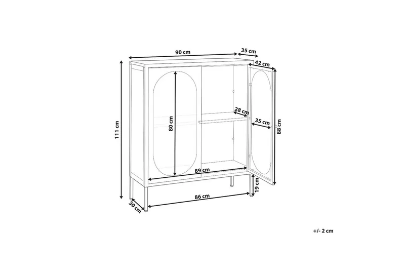 Vitrine Sarre Hvit, gull - Hvit, gull - Oppbevaring - Skap - Vitrineskap