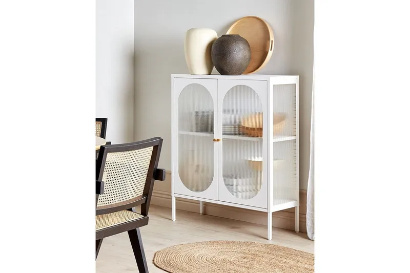 Vitrine Sarre Hvit, gull - Hvit, gull - Oppbevaring - Skap - Vitrineskap
