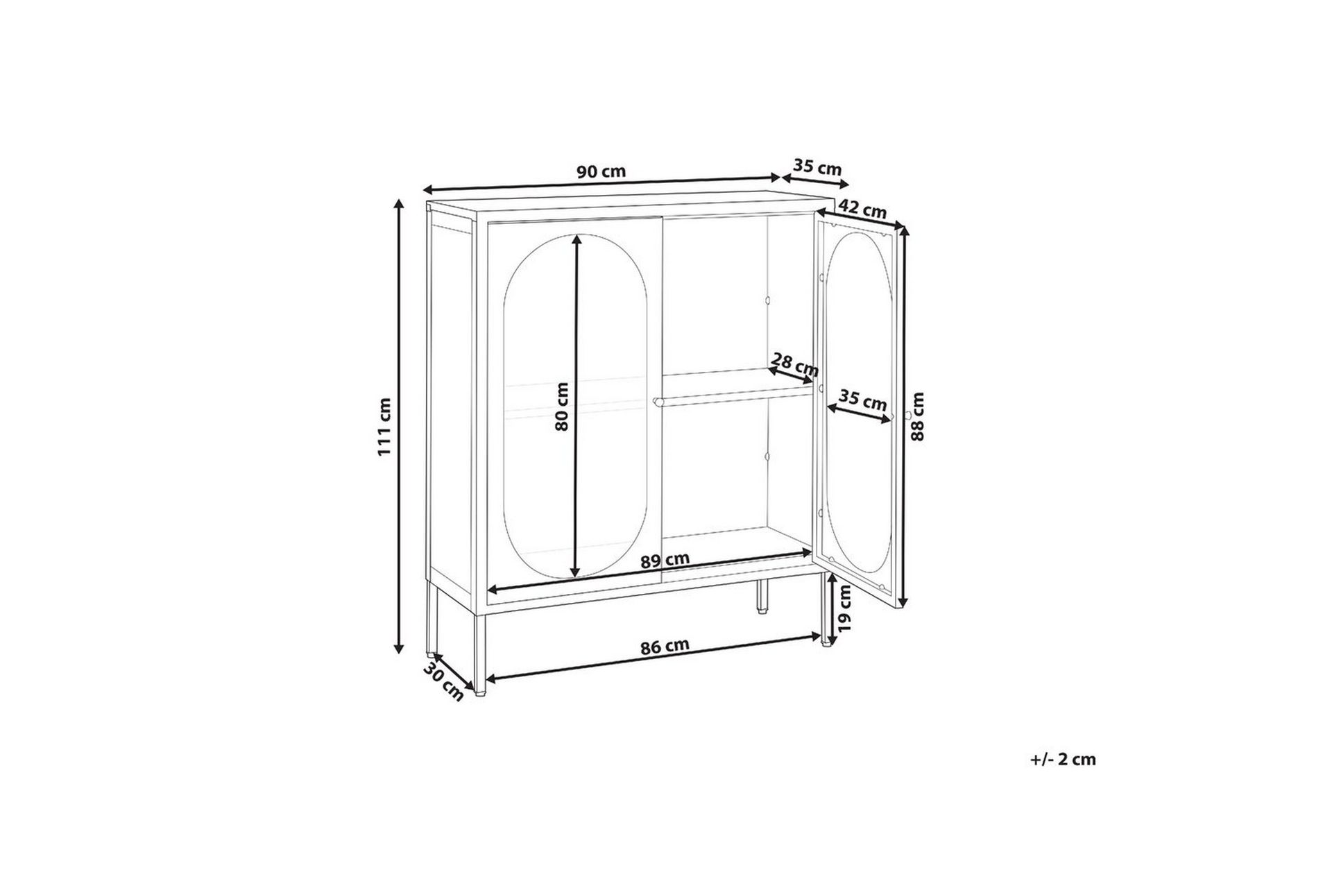 Vitrine Sarre Hvit, gull - Hvit, gull - Møbler - Bord - Avlastningsbord - Gangbord