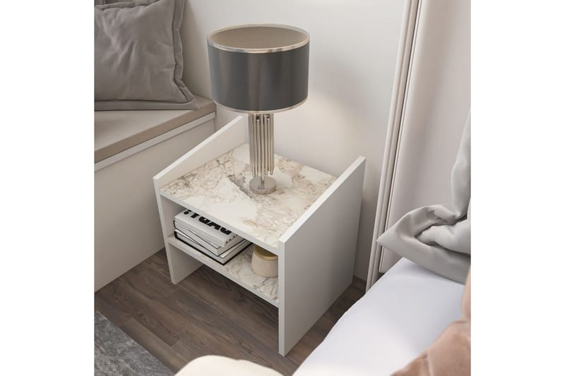 Zalric Nattbord 45 cm - Hvit - Møbler - Bord - Avlastningsbord - Sengebord & nattbord