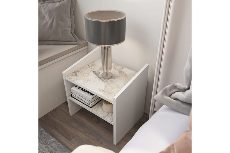 Zalric Nattbord 45 cm - Hvit - Møbler - Bord - Avlastningsbord - Sengebord & nattbord