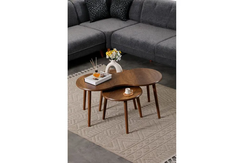 Zalvar Sett med bord 100 cm - Sand - Møbler - Bord - Avlastningsbord - Settbord