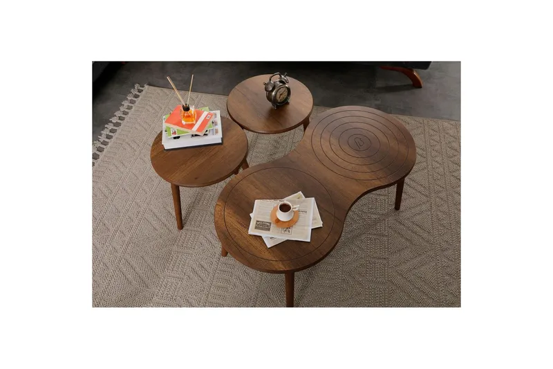 Zalvar Sett med bord 100 cm - Sand - Møbler - Bord - Avlastningsbord - Settbord