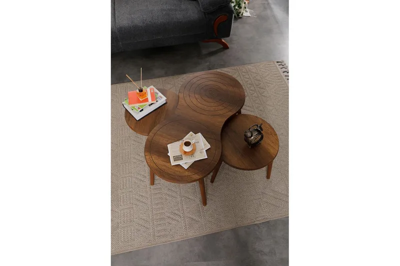 Zalvar Sett med bord 100 cm - Sand - Møbler - Bord - Avlastningsbord - Settbord