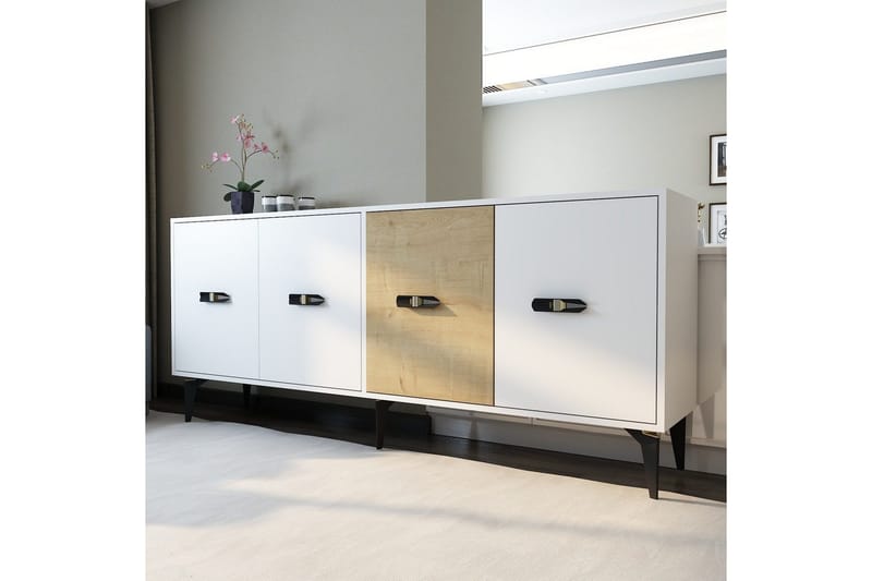 Zaven Konsollbord 180 cm - Hvit/Eik - Møbler - Bord - Avlastningsbord - Gangbord