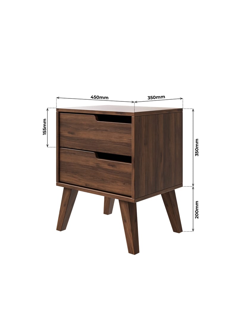 Zelto Nattbord 45 cm Høyre - Warmia valnøtt (valnøtttone) - Møbler - Bord - Avlastningsbord - Sengebord & nattbord