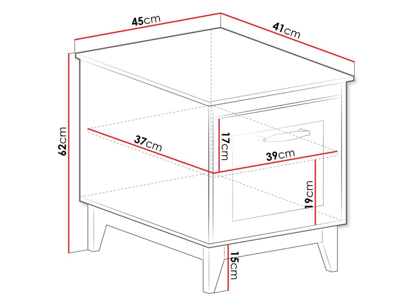 Zeylor Nattbord 45 cm - Møbler - Bord - Avlastningsbord - Sengebord & nattbord