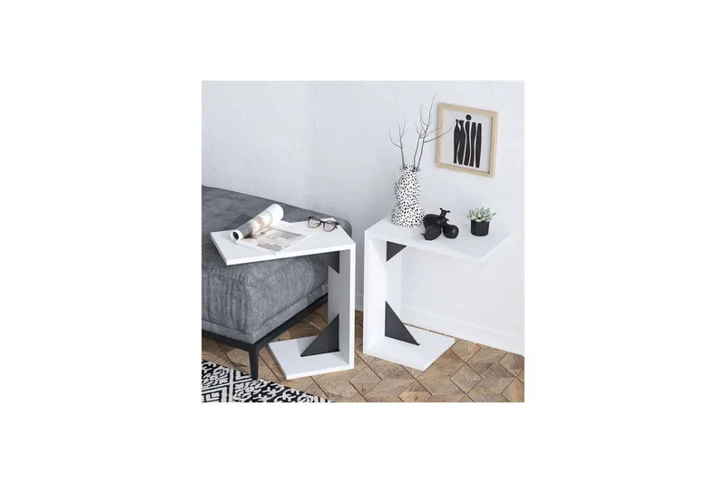 Zoey Sidebord 40 cm - Sort/Hvit - Møbler - Bord - Avlastningsbord - Lampebord & sidebord