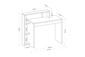Uma Skrivebord 95x45 cm Brun - Hanah Home - Møbler - Bord - Kontorbord - Skrivebord