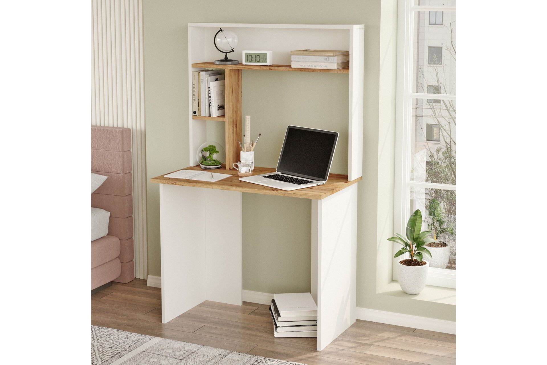 Kaiji Skrivebord 90x51,6 cm Mørkeblå/Hvit - Hanah Home