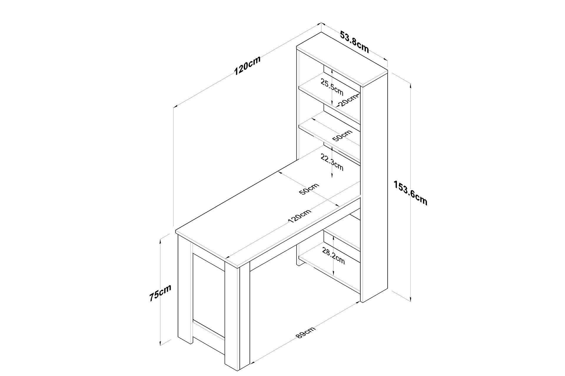 Jaan Skrivebord 53,8x120 cm Hvit/Brun - Hanah Home - Møbler - Bord - Kontorbord - Skrivebord