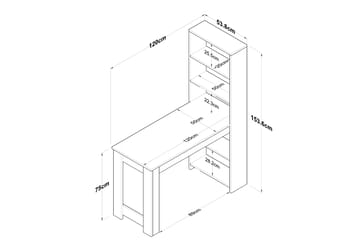 Jaan Skrivebord 53,8x120 cm Hvit/Brun - Hanah Home - Møbler - Bord - Kontorbord - Skrivebord