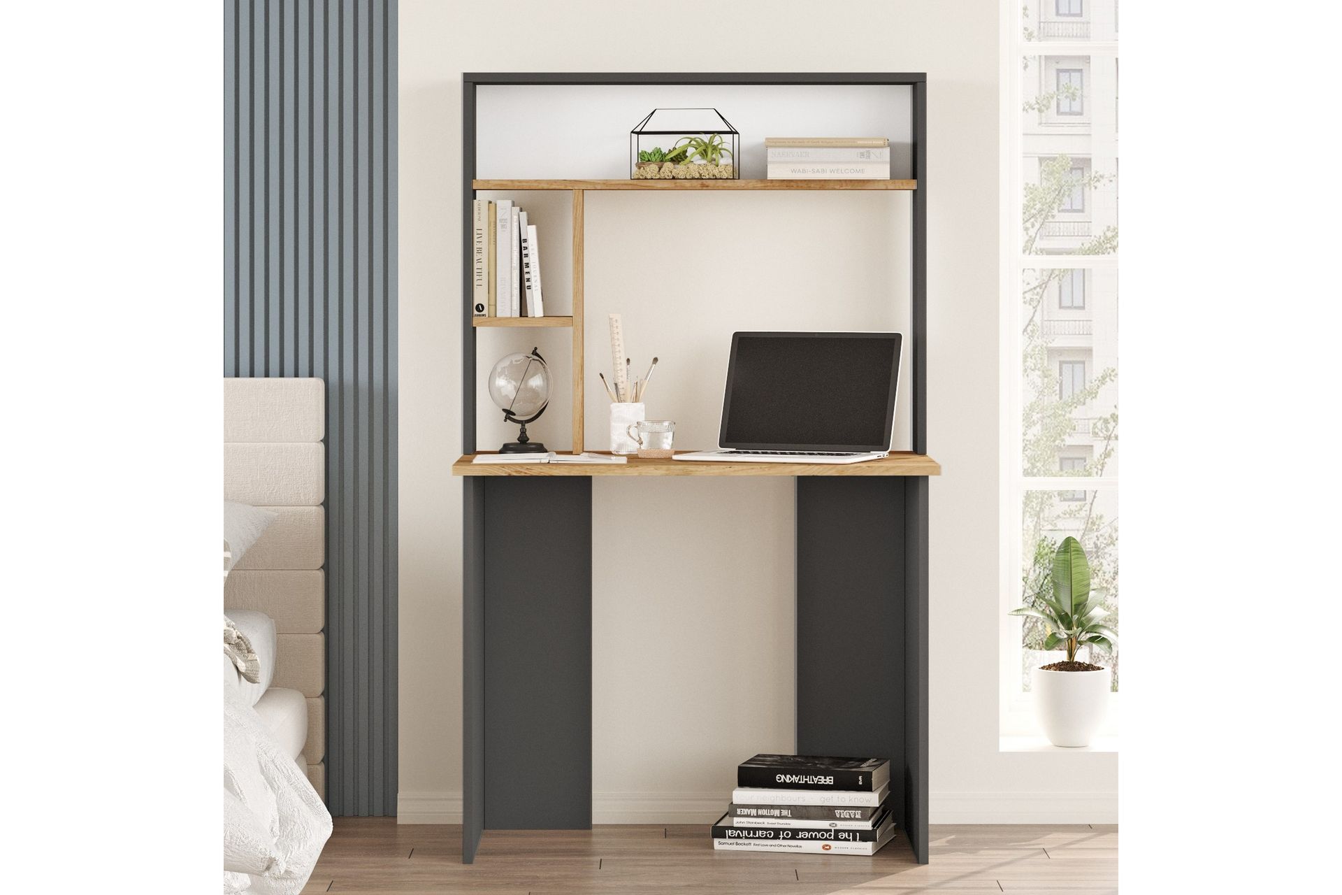 Kaiji Skrivebord 90x51,6 cm Mørkeblå/Svart - Hanah Home - Møbler - Bord - Kontorbord - Skrivebord