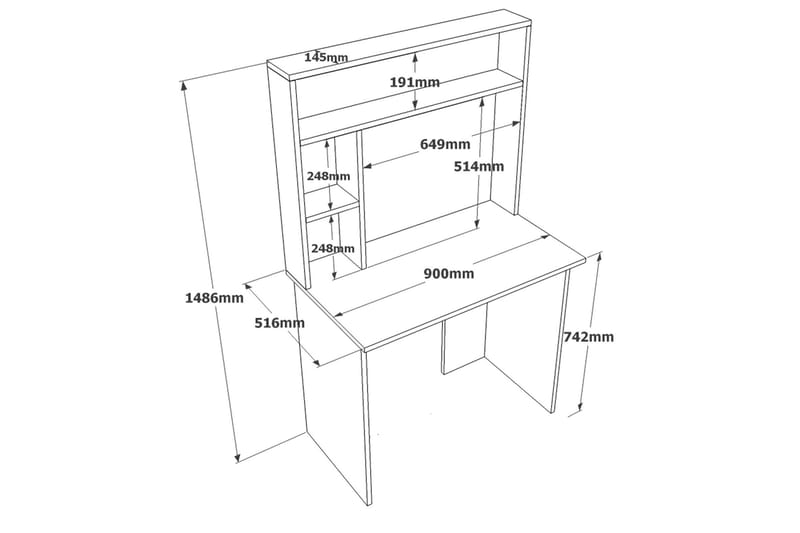 Kaiji Skrivebord 90x51,6 cm Mørkeblå/Hvit - Hanah Home - Møbler - Bord - Kontorbord - Skrivebord