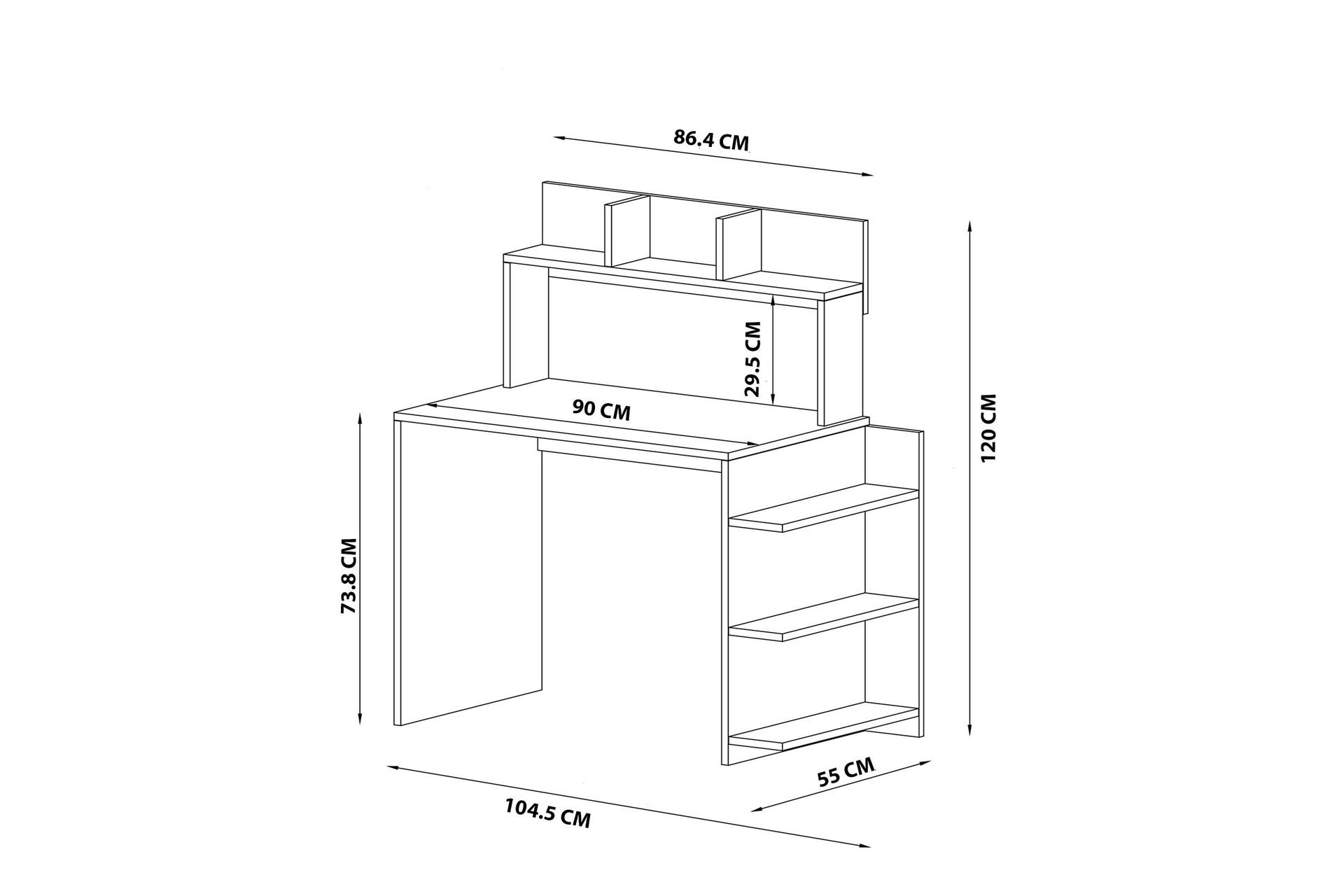 Chaing Skrivebord 104,5x55 cm Hvit - Hanah Home - Møbler - Bord - Kontorbord - Skrivebord