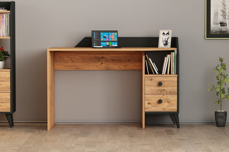 Hafing Skrivebord 120x55 cm Mørk blå/Svart - Hanah Home - Møbler - Bord - Kontorbord - Skrivebord