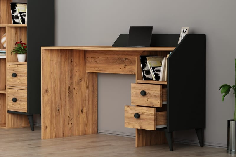 Hafing Skrivebord 120x55 cm Mørk blå/Svart - Hanah Home - Møbler - Bord - Kontorbord - Skrivebord