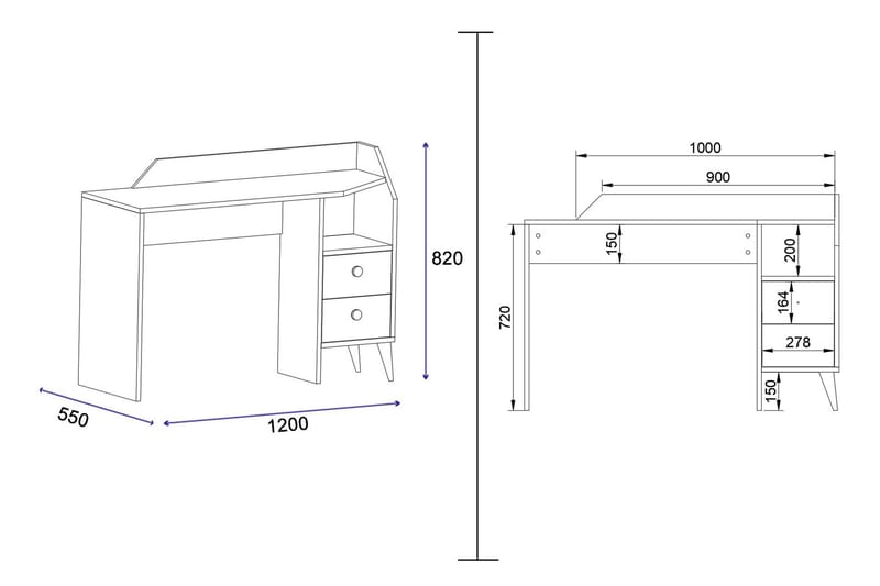 Hafing Skrivebord 120x55 cm Hvit - Hanah Home - Møbler - Bord - Kontorbord - Skrivebord