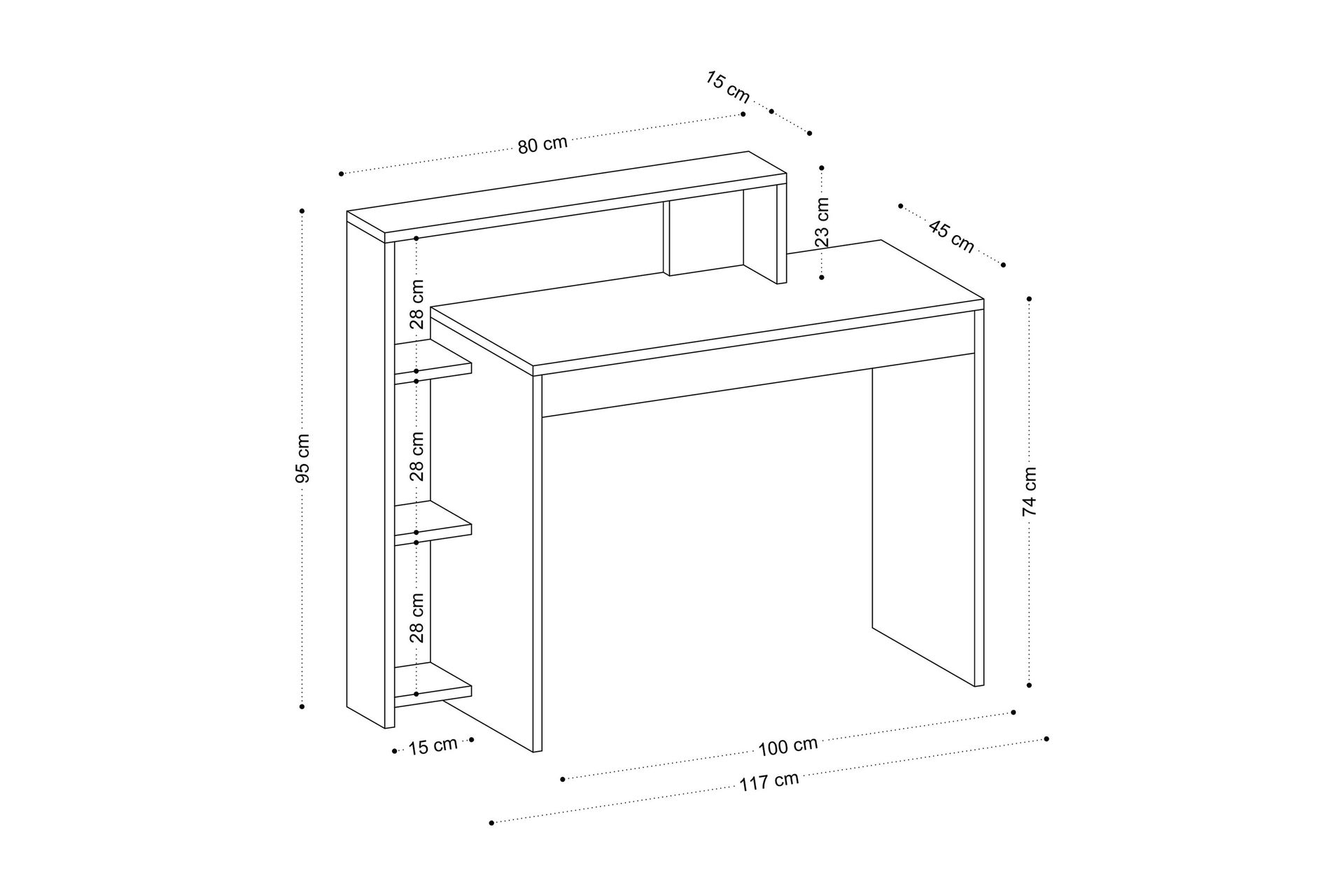 Trella Skrivebord 95x45 cm Hvit - Hanah Home - Møbler - Bord - Kontorbord - Skrivebord