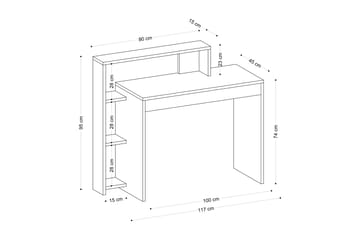 Trella Skrivebord 95x45 cm Hvit - Hanah Home - Møbler - Bord - Kontorbord - Skrivebord