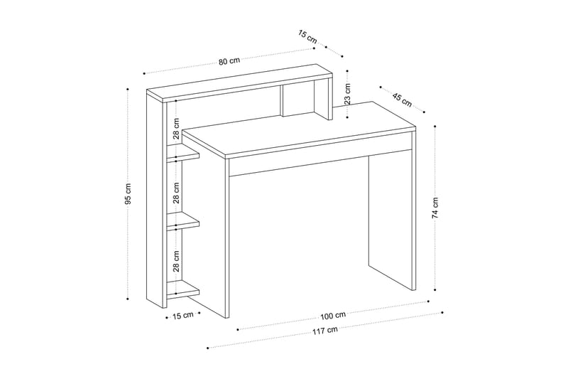 Trella Skrivebord 95x45 cm Hvit - Hanah Home - Møbler - Bord - Kontorbord - Skrivebord