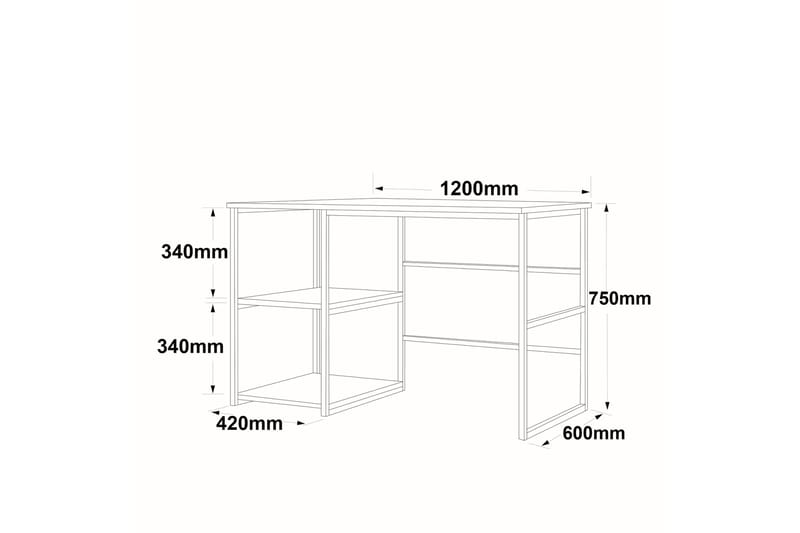 Juna Skrivebord 120x60 cm Hvit/Gull - Hanah Home - Møbler - Bord - Kontorbord - Skrivebord