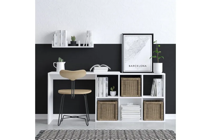 Kaus Skrivebord 74x45 cm Hvit/Brun - Hanah Home - Møbler - Bord - Kontorbord - Skrivebord