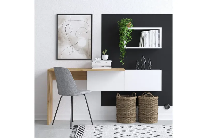 Tiff Skrivebord 74x45 cm Hvit/Brun, Hanah Home