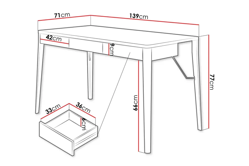 Aditiya Skrivebord 71x139 cm - Brun - Møbler - Bord - Kontorbord - Skrivebord