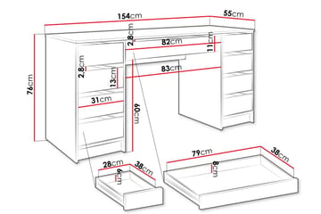 Adrash Skrivebord 55x154 cm - Svart - Møbler - Bord - Kontorbord - Skrivebord