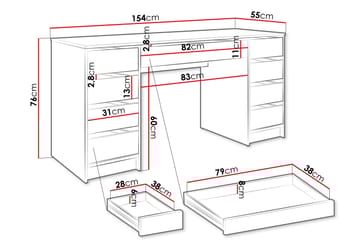 Adrash Skrivebord 55x154 cm - Svart - Møbler - Bord - Kontorbord - Skrivebord