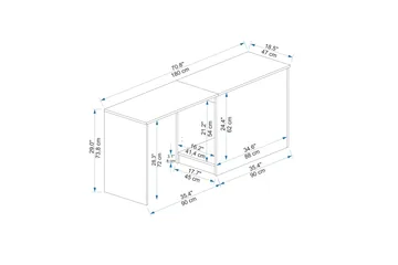 Akser Skrivebord 47x180 cm - Brun/Antrasitt - Møbler - Bord - Kontorbord - Skrivebord