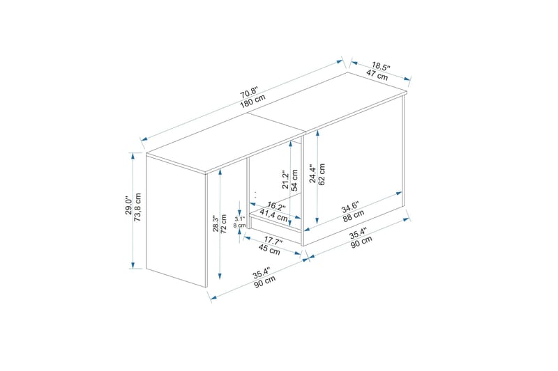 Akser Skrivebord 47x180 cm - Brun/Antrasitt - Møbler - Bord - Kontorbord - Skrivebord